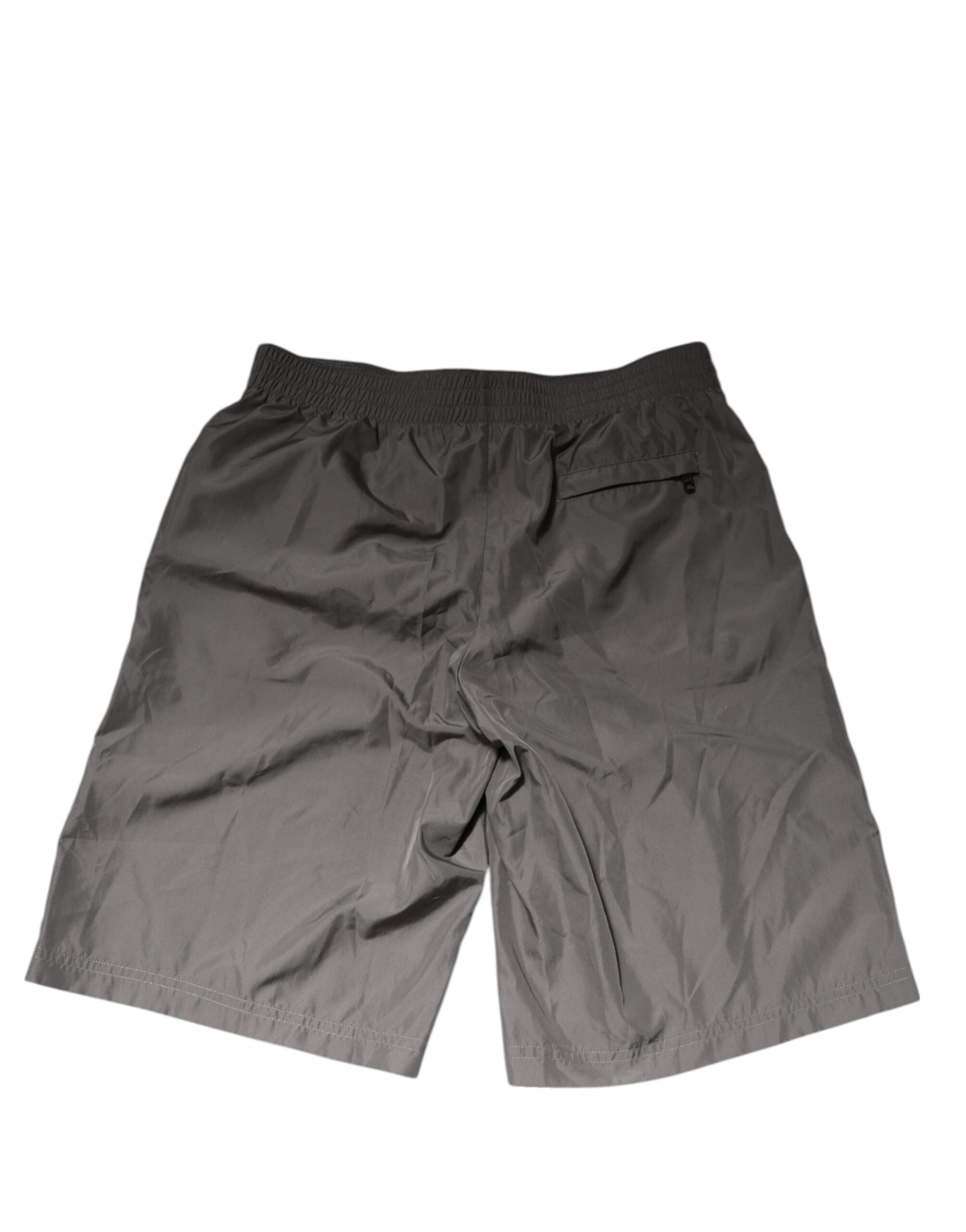 Light Gray Nylon Elastic Waist Shorts Swimwear