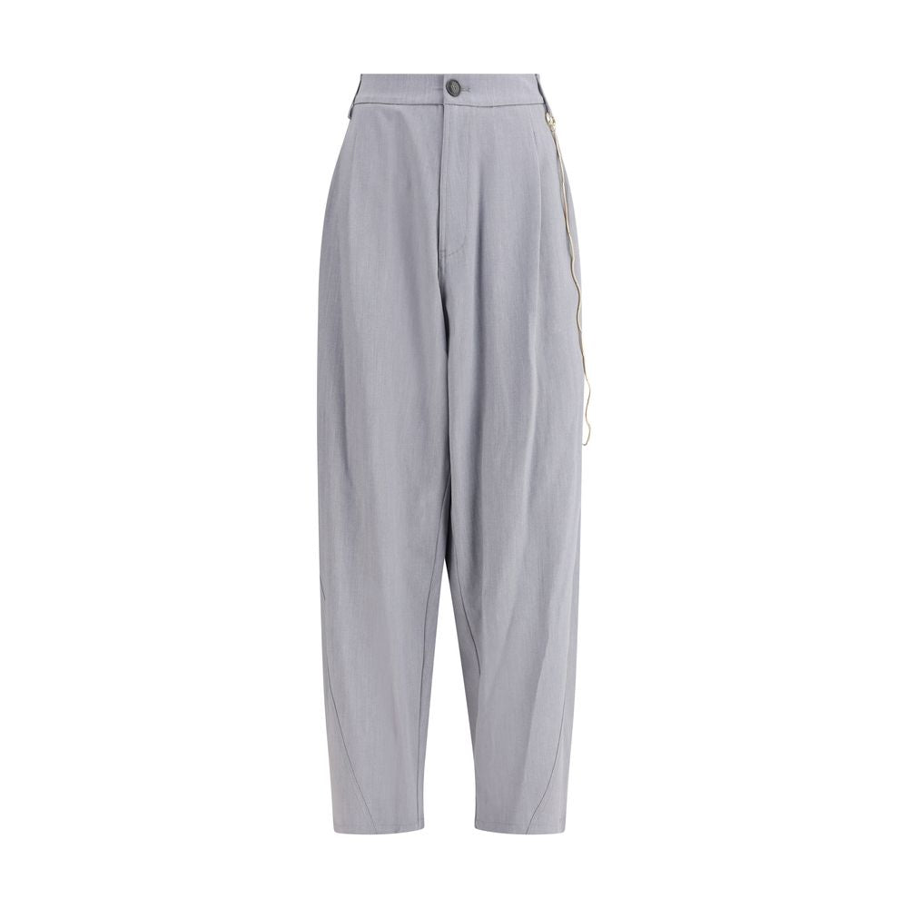 Gray Polyester Casual Pants