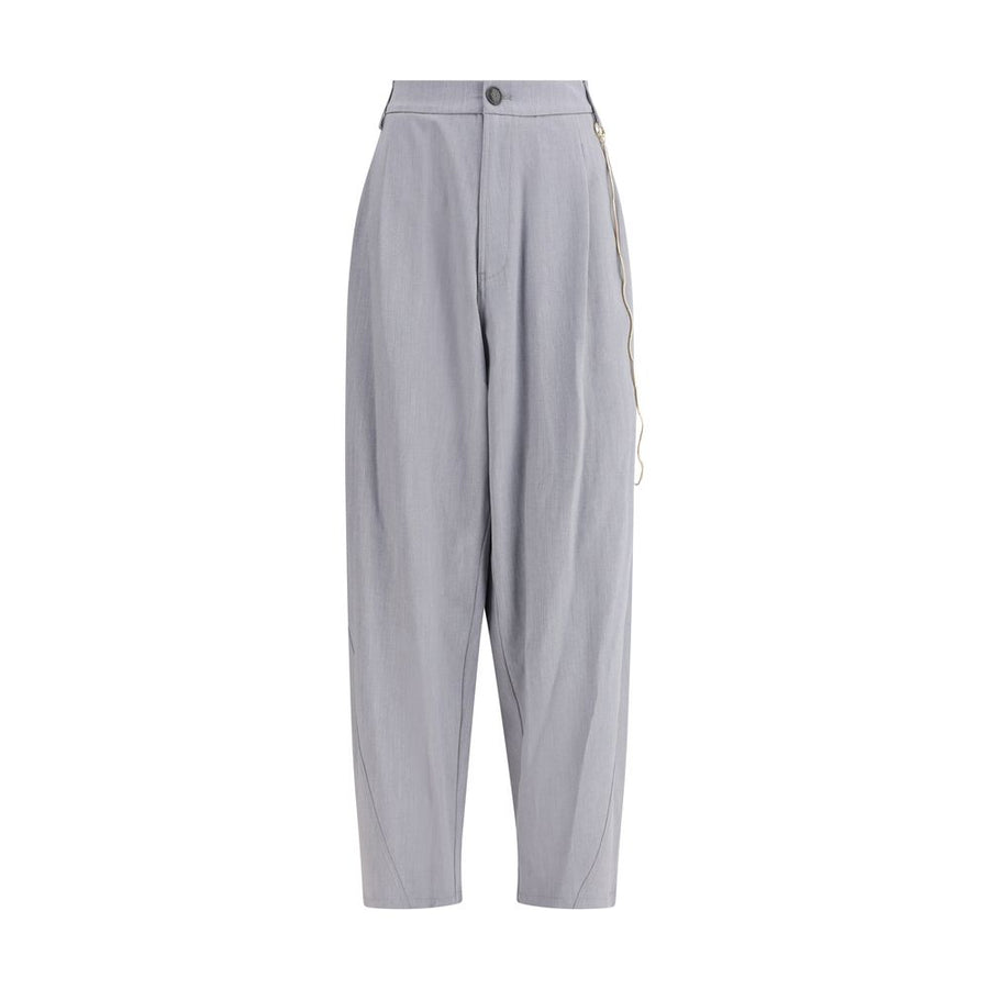 Gray Polyester Casual Pants