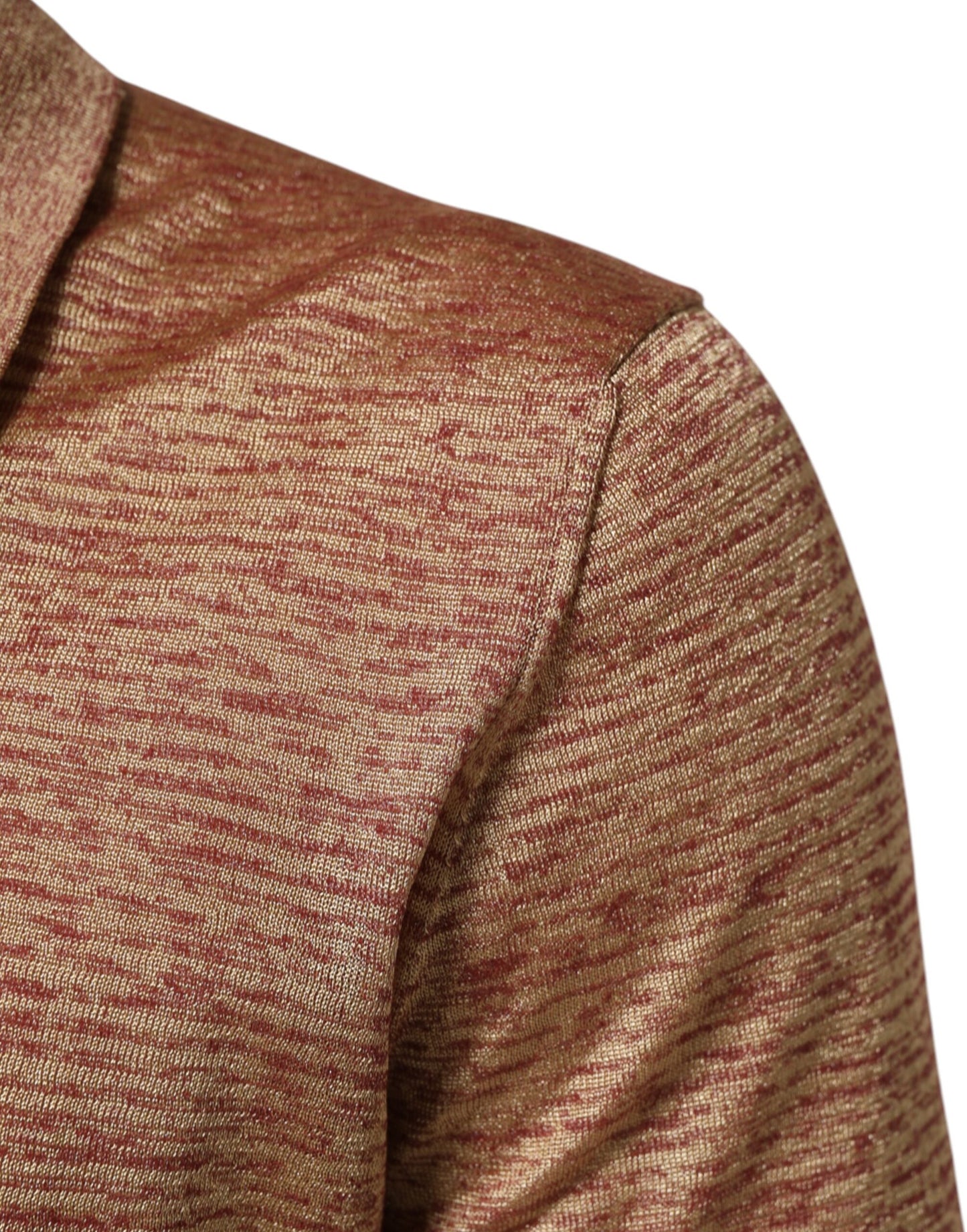 Brown Silk Textured Short Sleeve Polo T-shirt