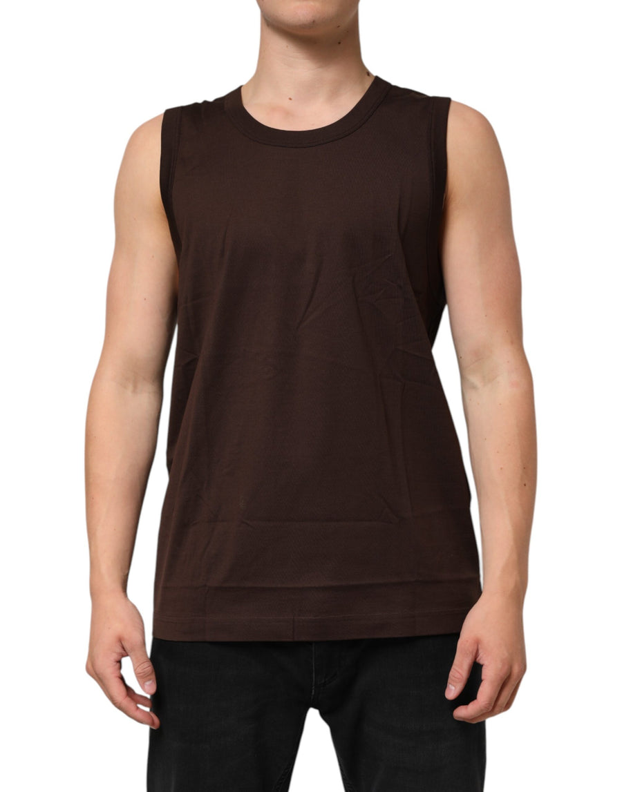 Brown Cotton Sleeveless Underwear Men Tank Top
