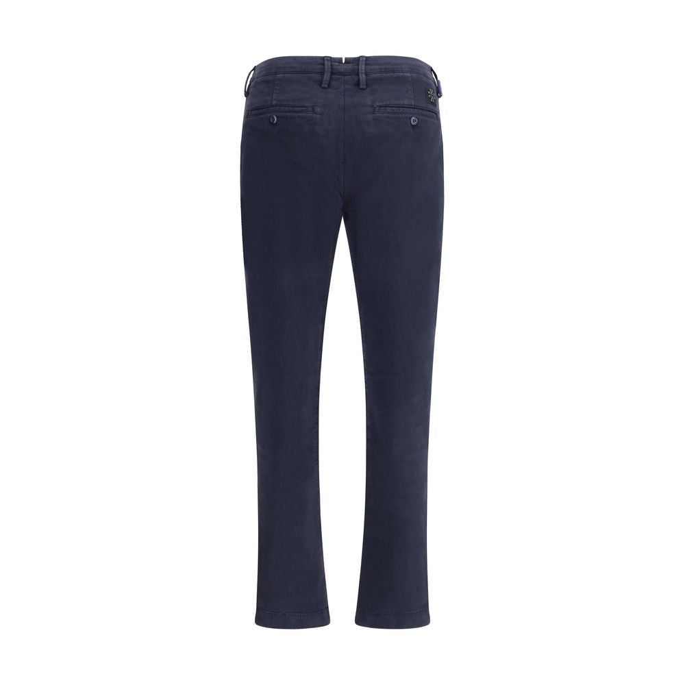 Blue Cotton Casual Pants