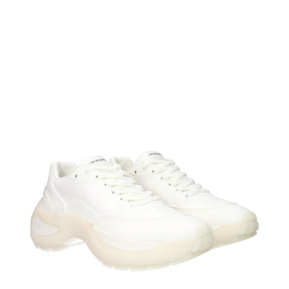 White Fabric Chunky Sneakers