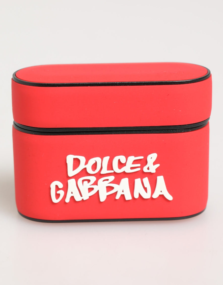 Red PVC DG Logo Embossed Men Flip Holder  Airpods Case