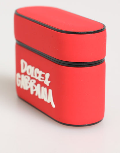 Red PVC DG Logo Embossed Men Flip Holder  Airpods Case