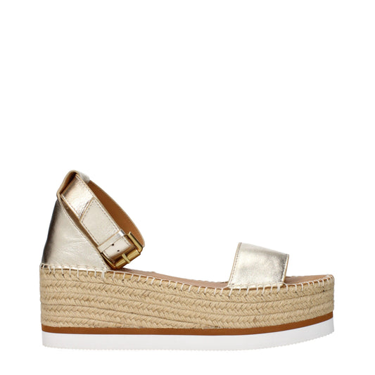 Gold Leather Wedge Sandals