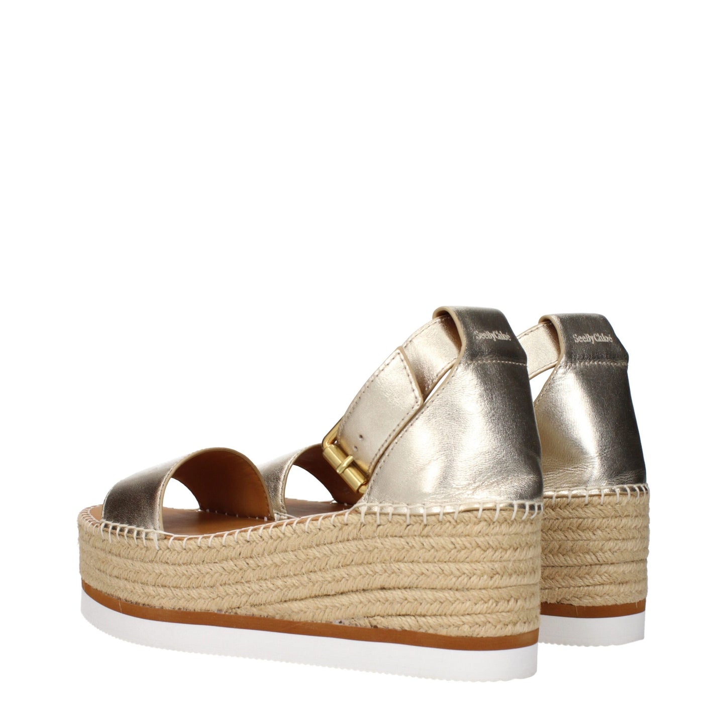Gold Leather Wedge Sandals