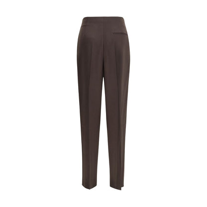 Brown Fleece Wool Casual Pants
