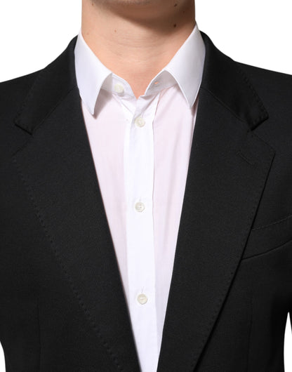 Dark Blue Cotton Men Jacket Coat Blazer Suit