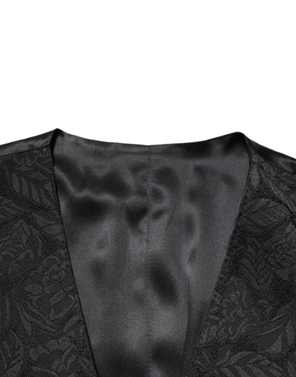 Black 3 Piece Brocade Jacquard Suit MARTINI