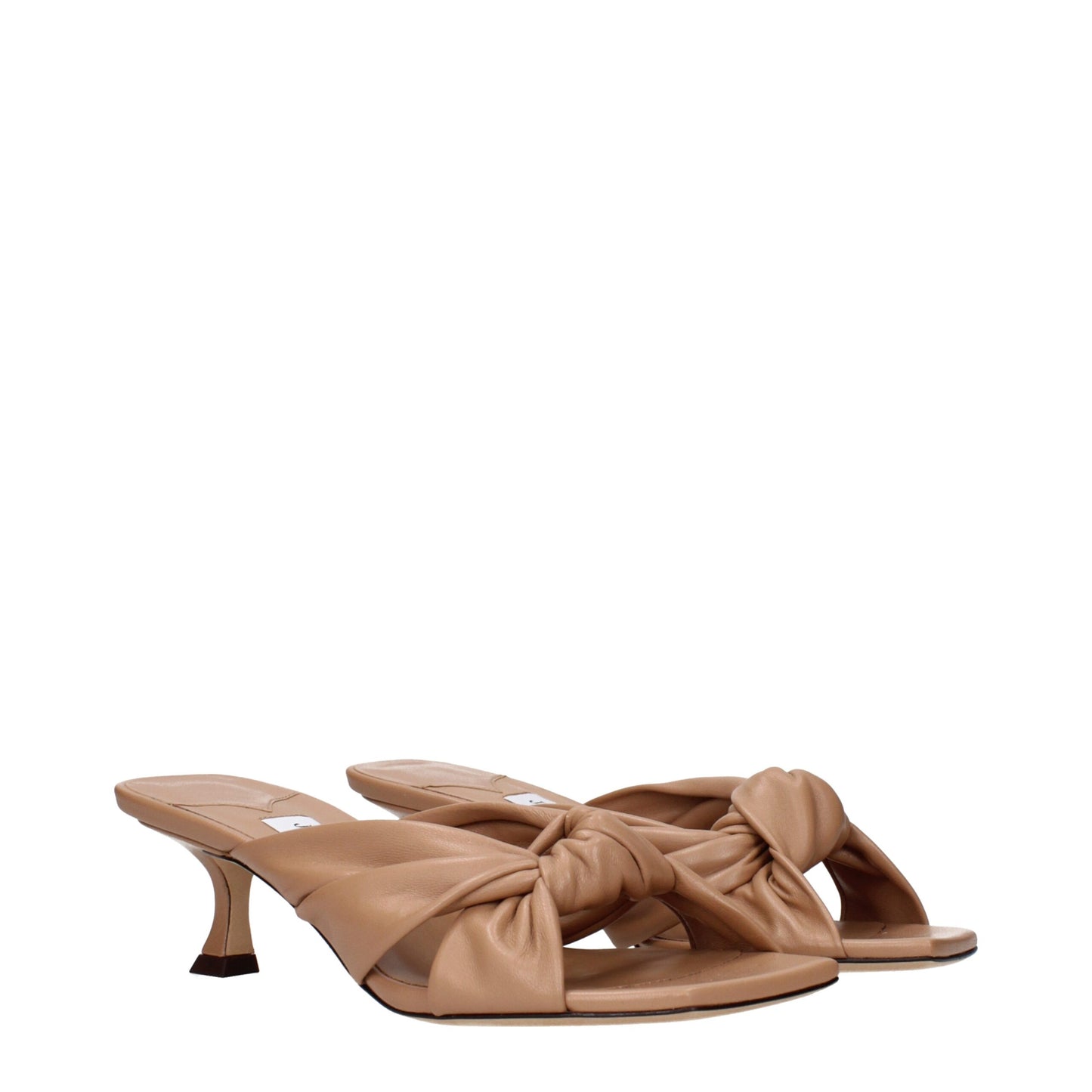 Beige Leather Flat Sandals