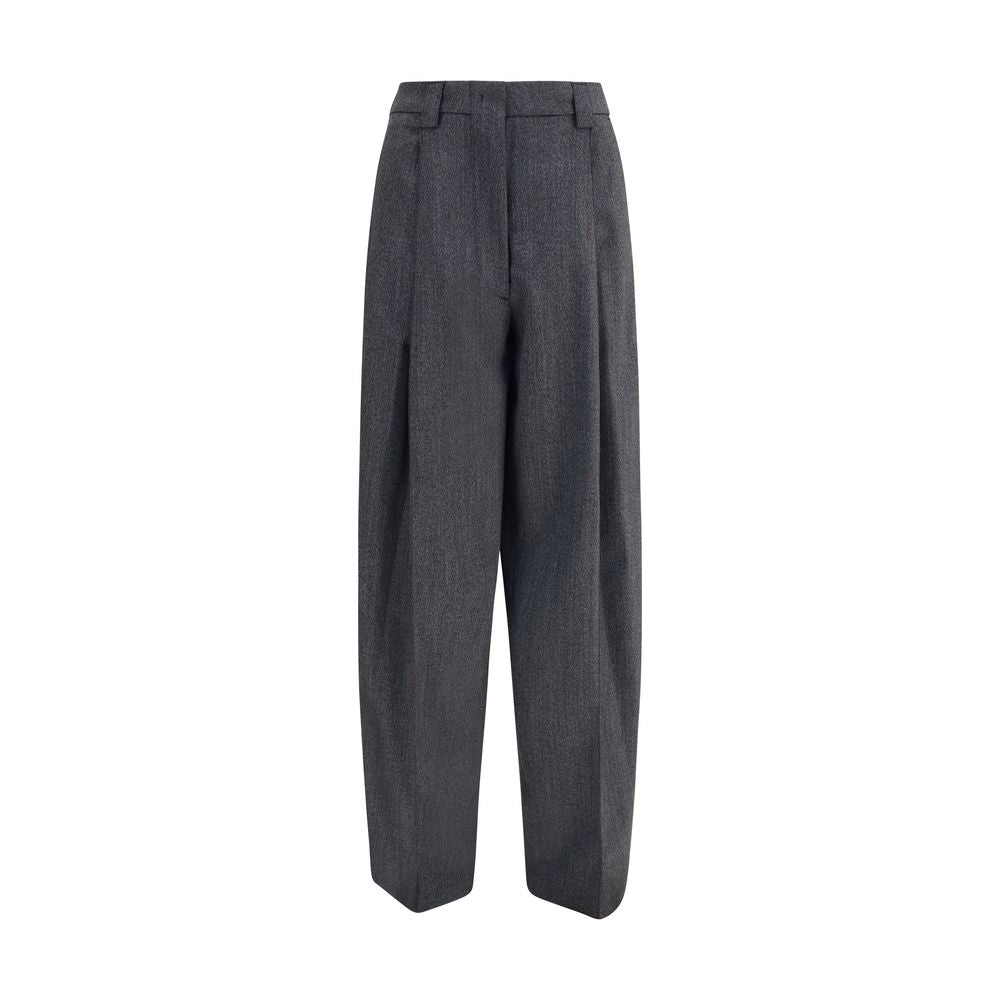 Gray Polyester Casual Pants