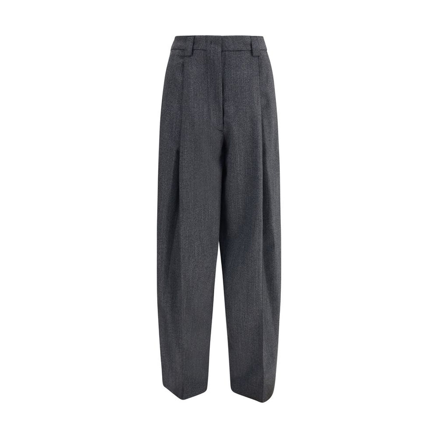 Gray Polyester Casual Pants