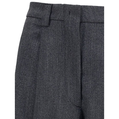 Gray Polyester Casual Pants