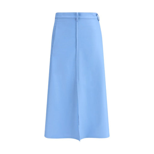 Light Blue Wool Midi Skirt