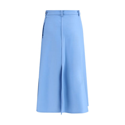 Light Blue Wool Midi Skirt
