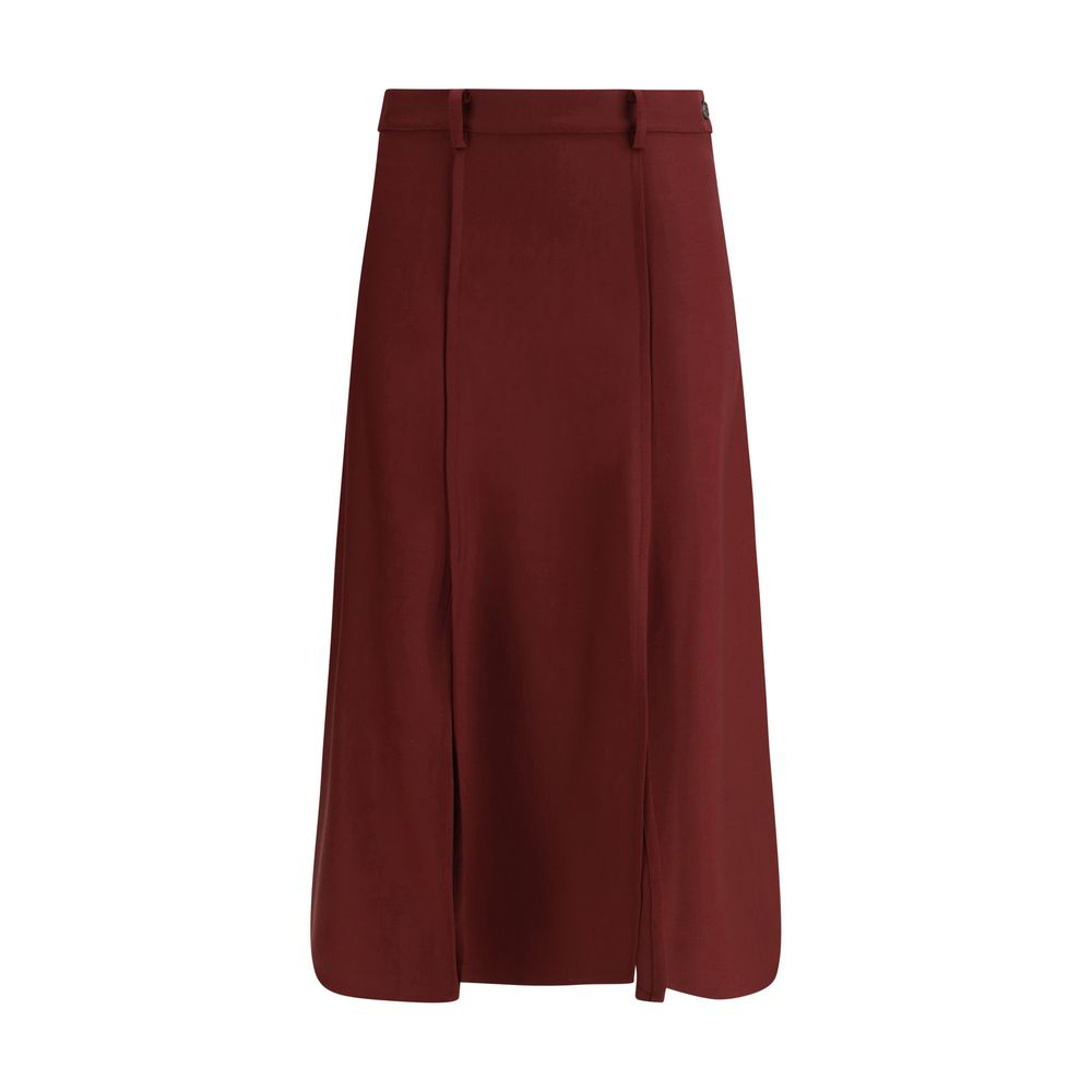 Bordeaux Wool Midi Skirt