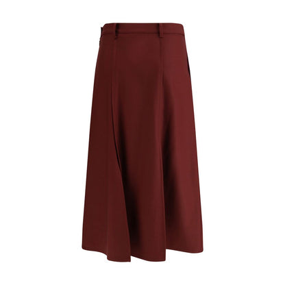 Bordeaux Wool Midi Skirt