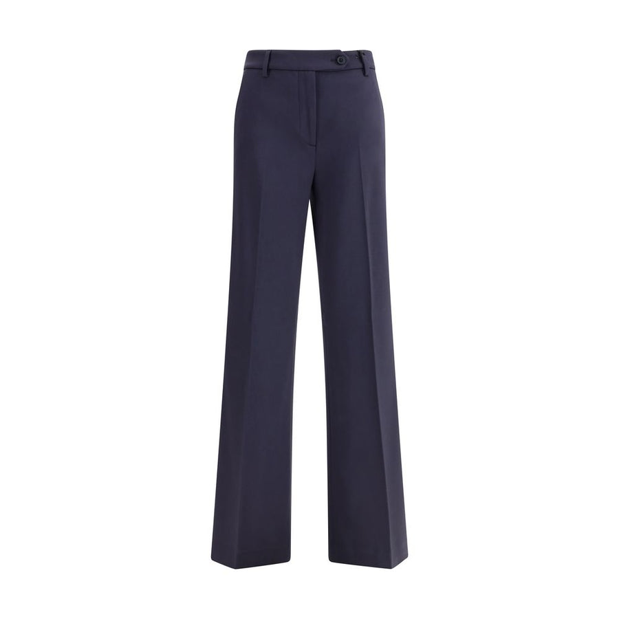 Blue Viscose Flared Pants
