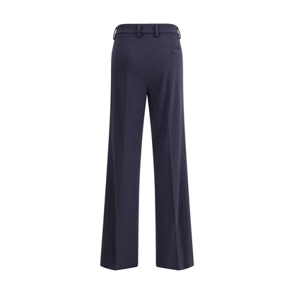 Blue Viscose Flared Pants