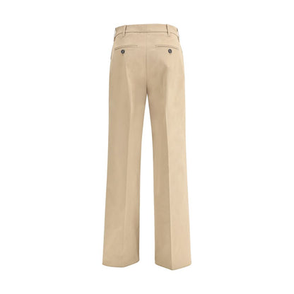 Beige Cotton Casual Pants