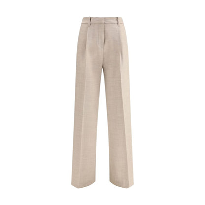 Beige Wool Casual Pants