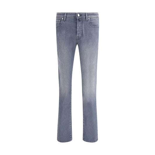 Gray Cotton Slim Fit Jeans
