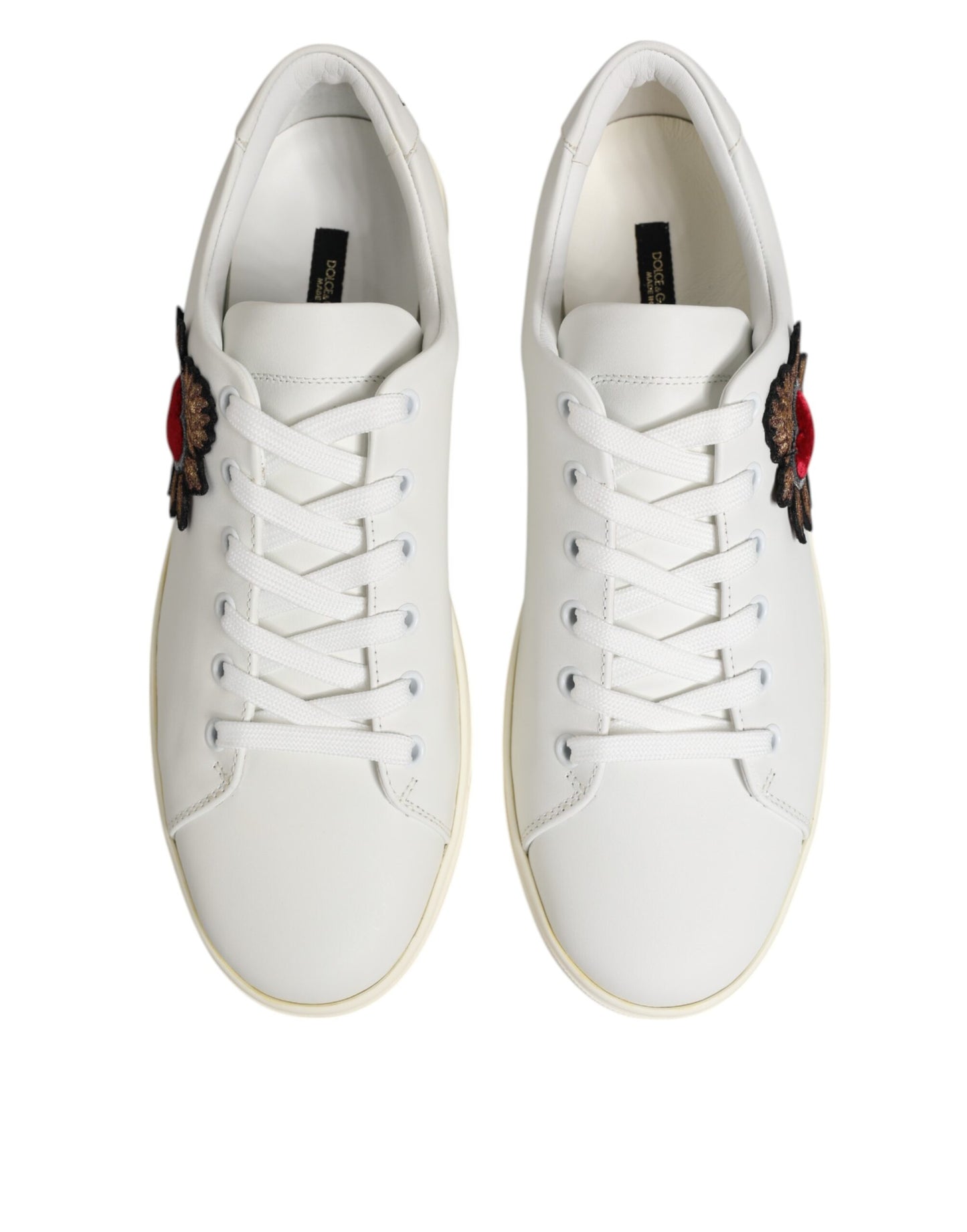White Leather Sacre Heart Patch Sneakers  Shoes