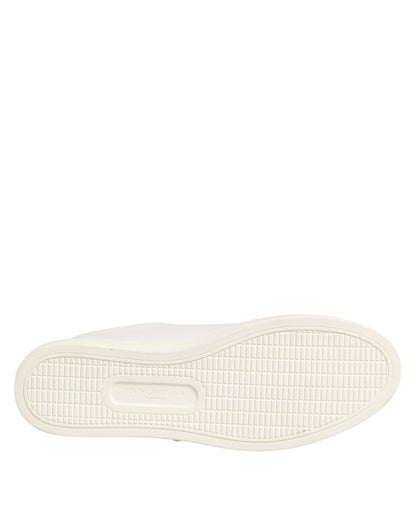 White Leather Sacre Heart Patch Sneakers  Shoes