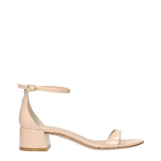 Beige Leather Flat Sandals