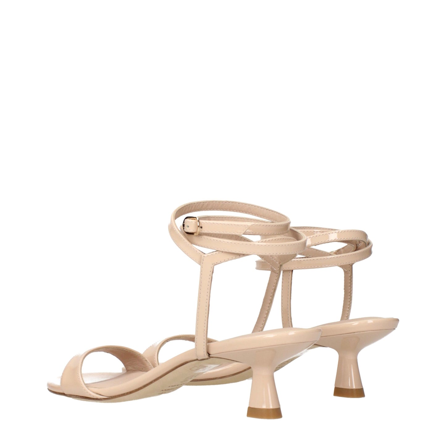 Beige Leather Stiletto Heel Sandals