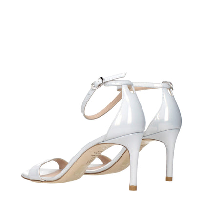 White Leather Stiletto Heel Sandals