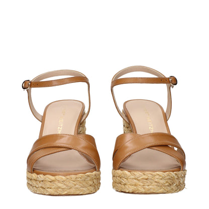 Brown Leather Platform Sandals
