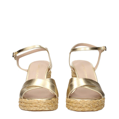 Gold Leather Platform Sandals
