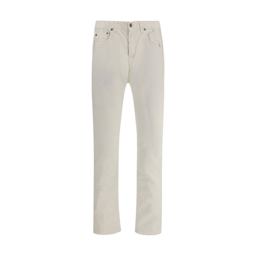 White Cotton Casual Pants