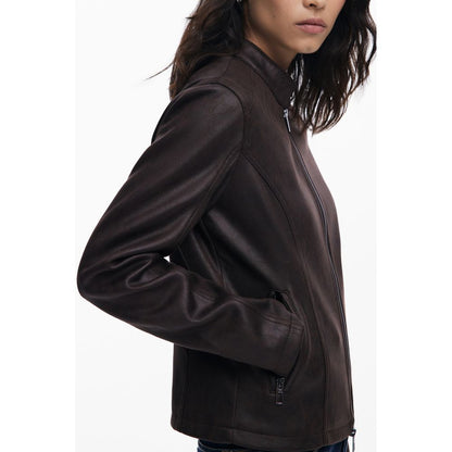 Brown Polyester Jackets & Coat