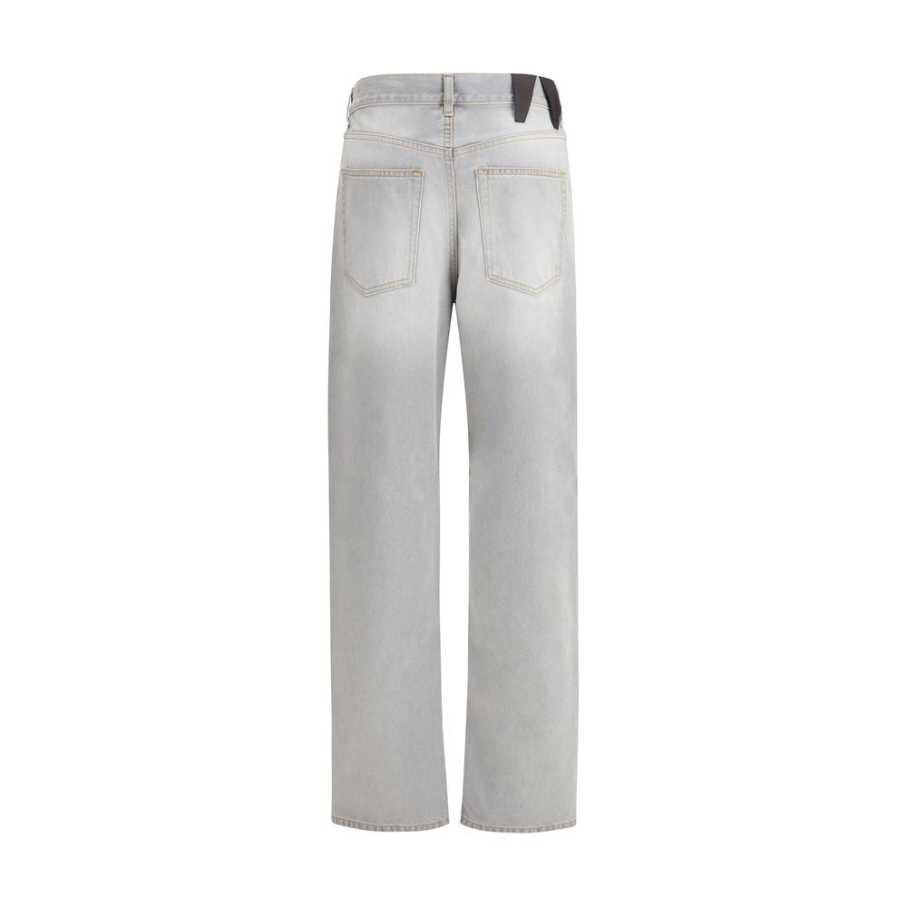 Gray Cotton Relaxed Fit Jeans