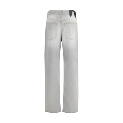 Gray Cotton Relaxed Fit Jeans