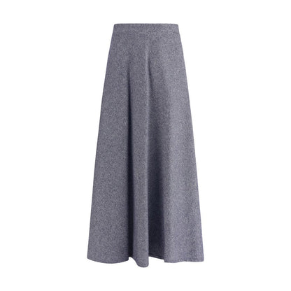 Blue Cotton Midi Skirt
