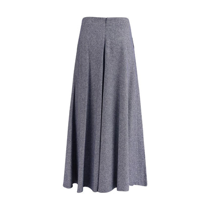 Blue Cotton Midi Skirt