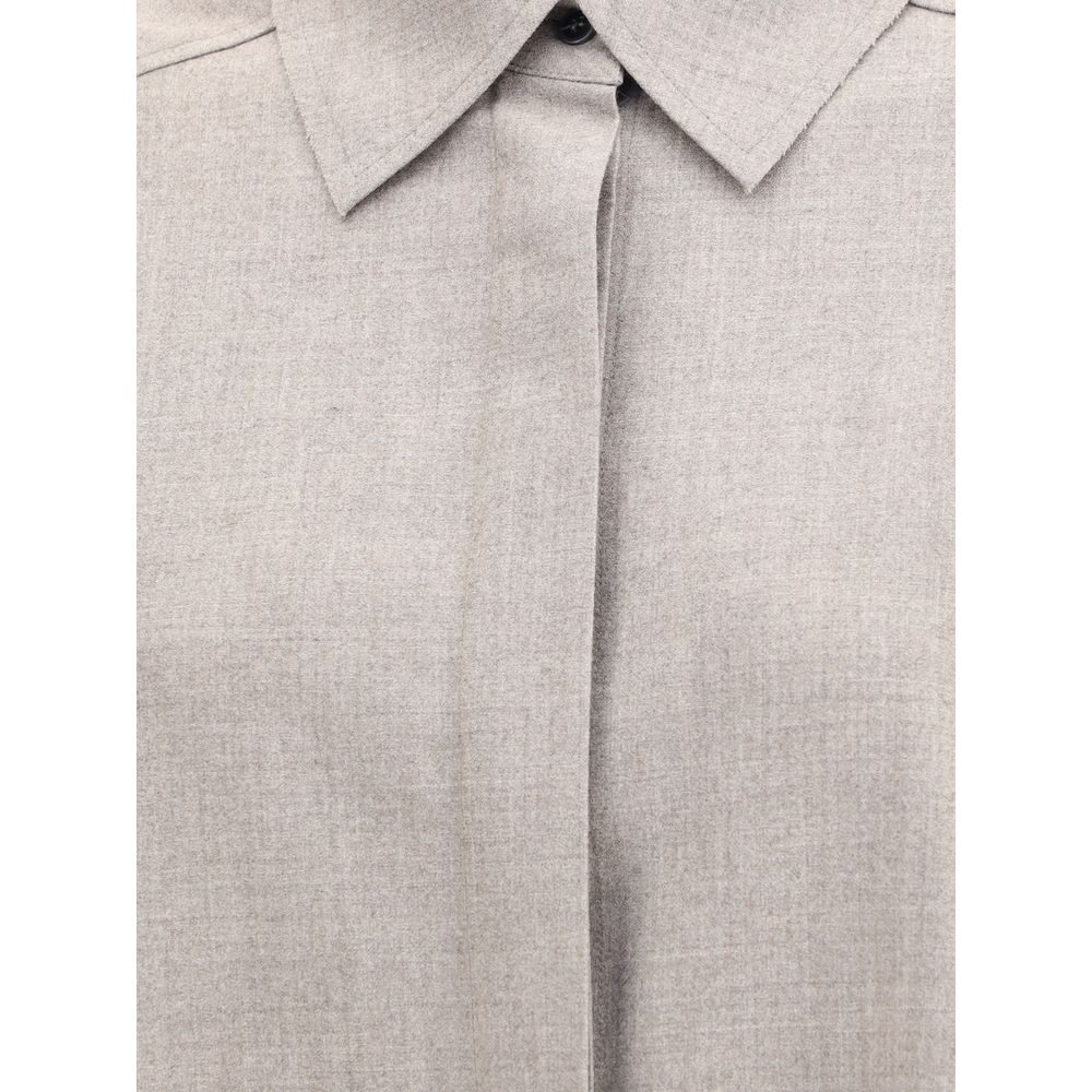 Gray Fleece Wool Dress Shirt