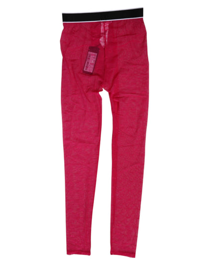 Fuchsia Nylon Logo Lace Leggings Pants Underwear