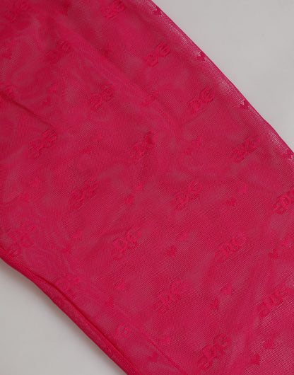 Fuchsia Nylon Logo Lace Leggings Pants Underwear