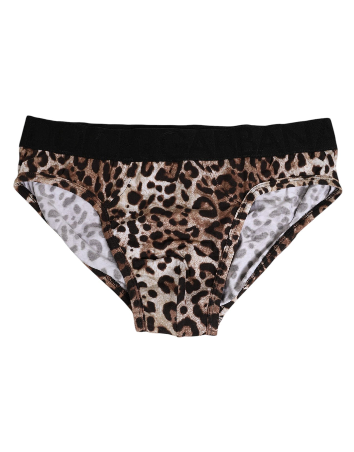 Brown Cotton Leopard Logo Midi Brief Underwear