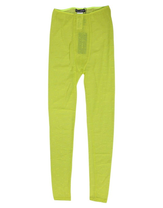 Neon Green Nylon Logo Lace Leggings Pants Underwear