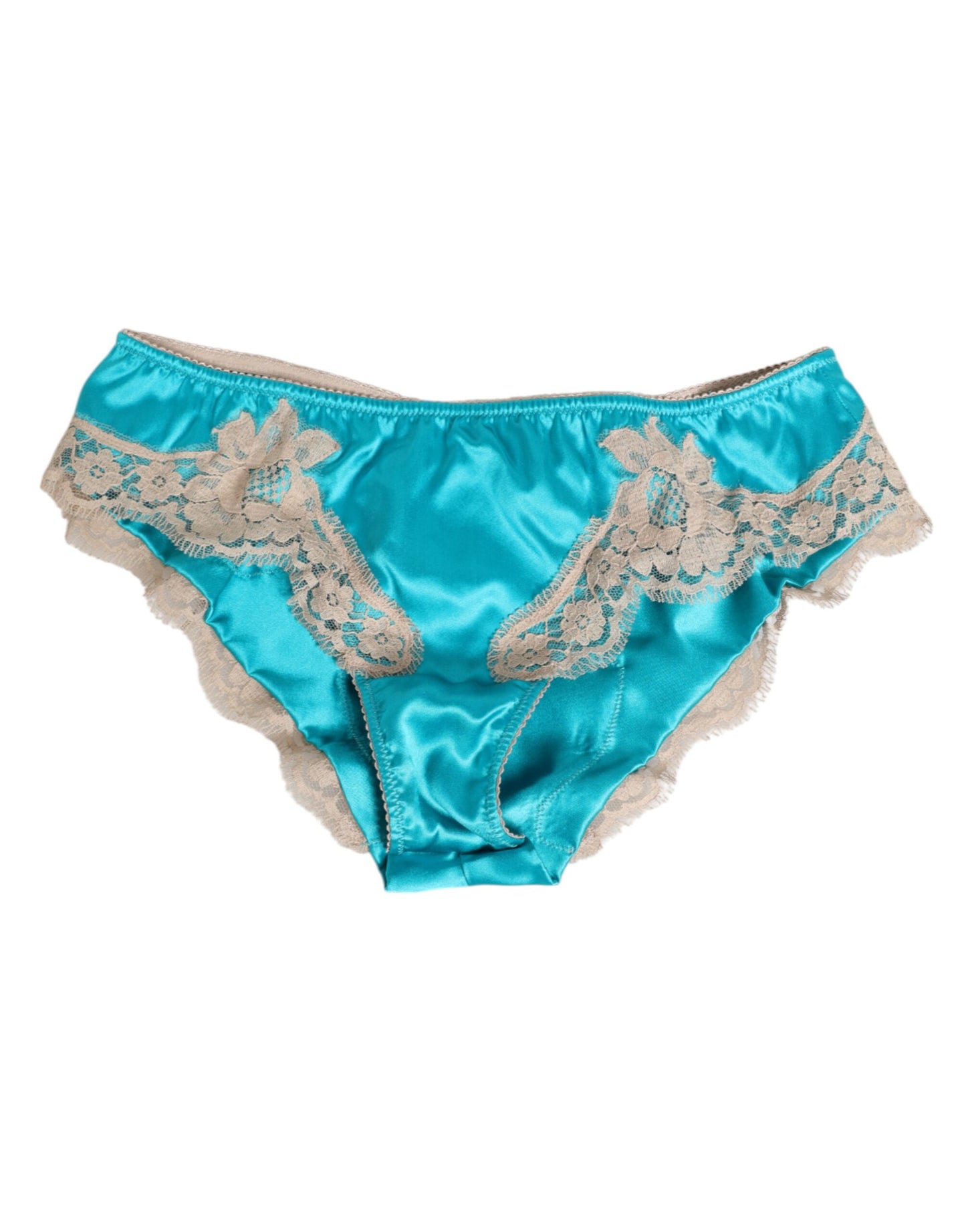 Blue Silk Satin Floral Lace Trim New Slip Underwear