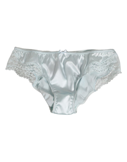 Gray Silk Satin Floral Lace Panty Brief Underwear