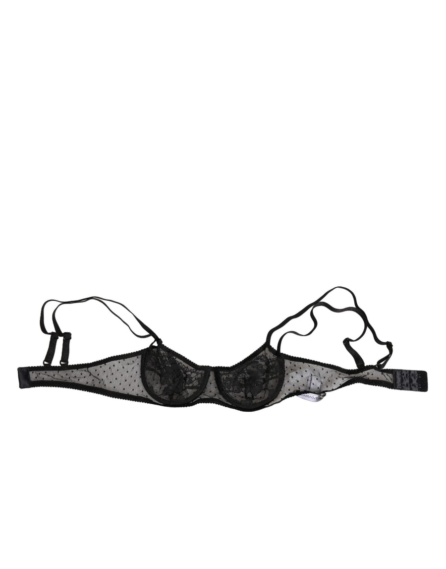 Black Floral Underwired Balconette Bra Underwear