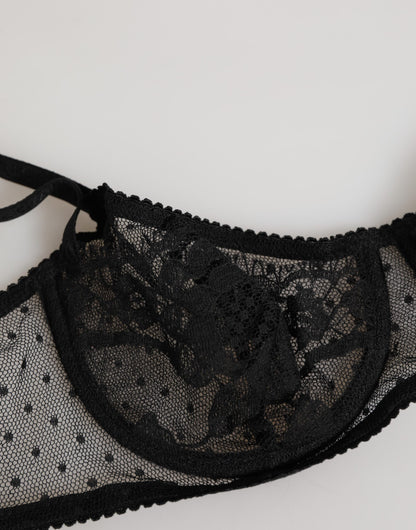 Black Floral Underwired Balconette Bra Underwear