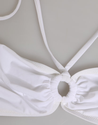 White Logo Swimsuit 2 Piece Top Bottom Swimwear